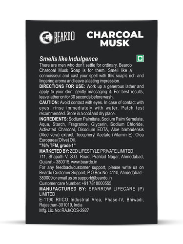 Beardo Activated Charcoal Musk Soap for Men, 75g x 3 | With Activated Charcoal | Deep Cleansing, Anti-Pollution | Refreshing | Removes Impurities | Removing Excess Oil